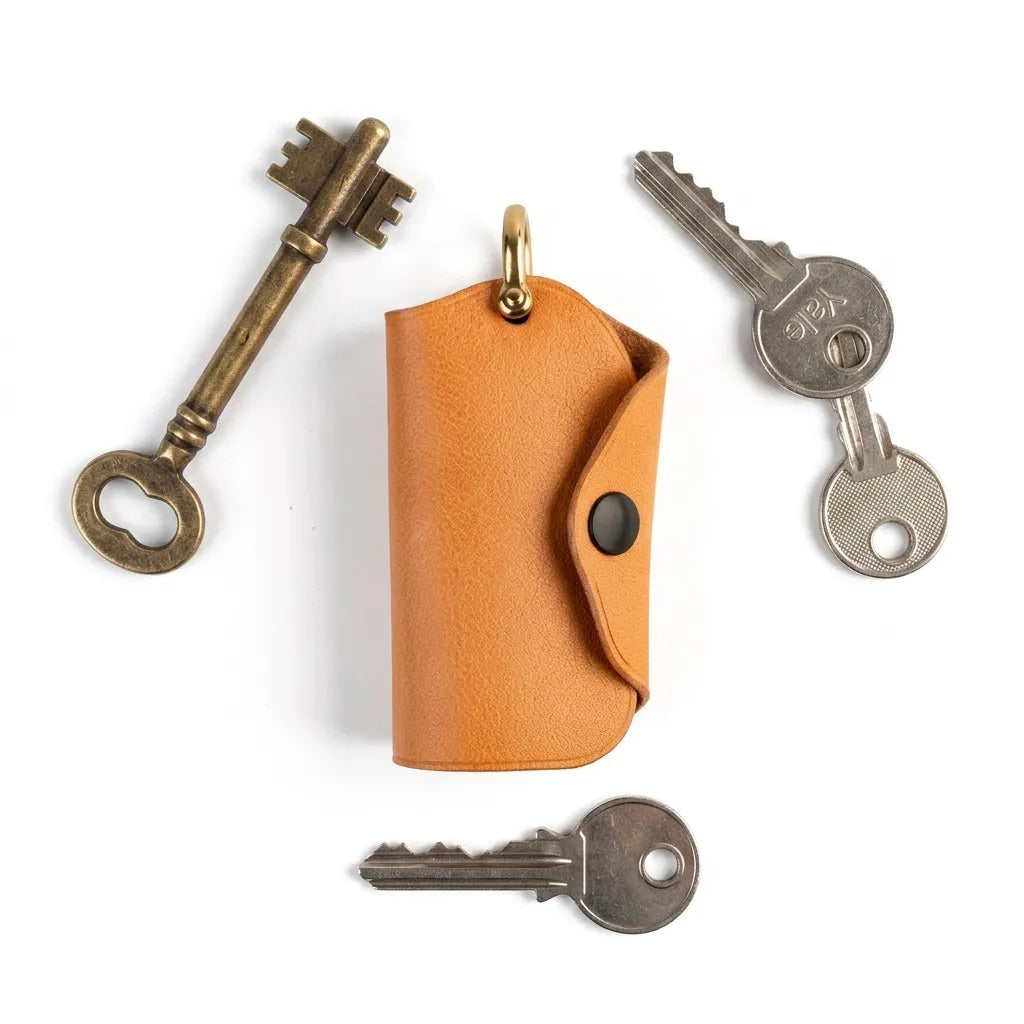 LEATHER KEY CASE with D-RING