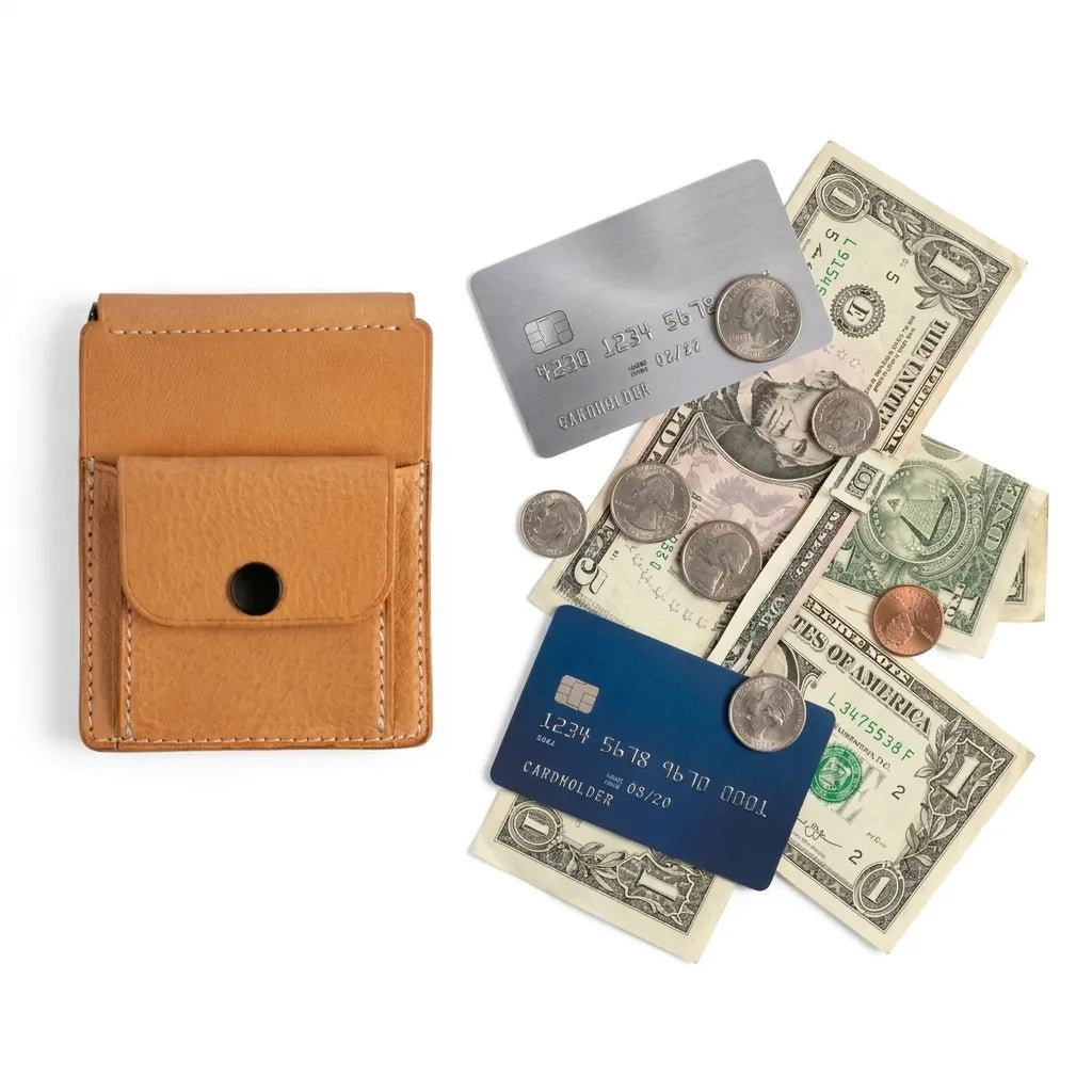 BILLFOLD LEATHER WALLET with MONEY CLIP