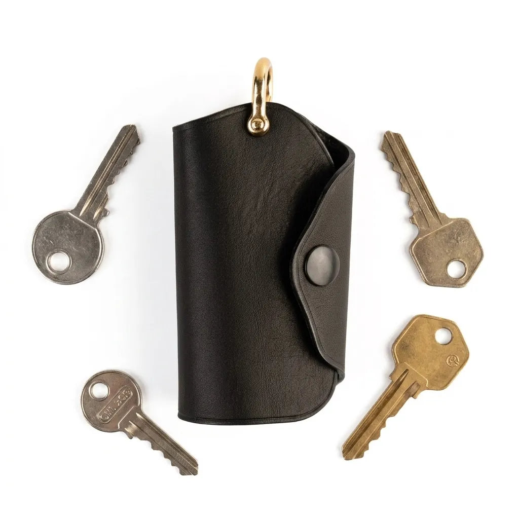 LEATHER KEY CASE with D-RING