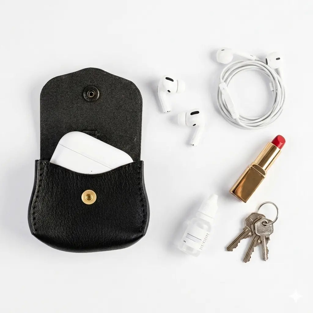 LEATHER AIRPODS CASE with D-RING